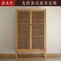 New Chinese style wardrobe bedroom storage cabinet large cabinet simple hanging wardrobe old elm locker simple solid wood wardrobe