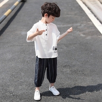 Childrens clothing Boys summer clothes 2021 new suit Childrens foreign style summer handsome Korean version of the clothes boys tide children