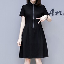  2020 summer short-sleeved casual thin belly cover-up dress mid-length A-line sports polo skirt womens large size womens clothing