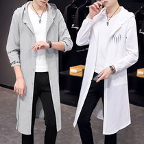 Summer mid-sleeved thin cloak mens light breathable sunscreen clothes middle school students long knee windbreaker trend coat