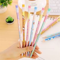 Practical pencils for primary school children writing HB set pencils with rubber head unleaded poison wooden pencils