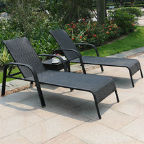 Outdoor reclining bed lounge outdoor balcony leisure rattan sleeping chair open air beach lunch rest bed swimming pool lounge chair