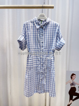 Aimei mommy summer special price refreshing Plaid thin cotton cloth long pregnant women can close the waist short sleeve shirt