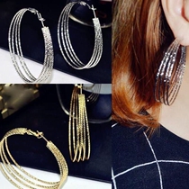 European and American exaggerated big earring temperament nightclub wave pattern simple circle ring earring earring tidal girl earring earrings