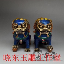 Antique copper cloisonne lion ornaments a pair of pure copper lion decoration antique bronze collectibles craft gifts