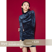 Z boss sexy small gown with dress woman stereo with type imported velvet fabric overbearing BAO WEN one-piece dress