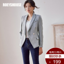 Luo Yi intellectual commuter suit small jacket womens new temperament solid color small fragrance long-sleeved suit jacket 01032
