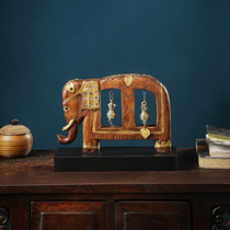 Iserie Southeast Asian Style Home Thai Elephant Swing Piece Solid Wood Wood Carved Handicraft Thai Style Creative Decoration