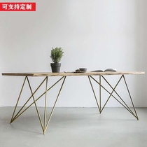 Iron Art Solid Wood Table Modern Minima Desk Meeting Table Loft Negotiation Table And Chairs Combined Industrial Wind Long Table