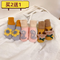 Baby socks cotton autumn and winter thickened warm newborn baby anti-drop socks double-sided velvet loose floor socks