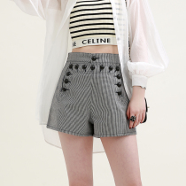 NZ Peru Piam Cotton Heavy Pound Mechanism Sensations Chain Jacquard Striped High Waist Shorts Women Summer 2021 New Small