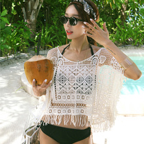 Bikini swimsuit swimsuit lace hollow crochet blouse swimming sunscreen wrap skirt shawl thin beach wear new
