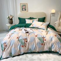 (Q BB) cartoon giraffe 60 long staple cotton hipster digital printing four-piece cotton quilt cover bed