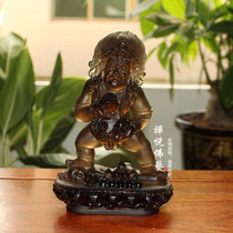 Zen Yue Buddhist art Tibetan Buddhist supplies Tantric Buddha statue Ancient law Liuli five surnames God of wealth-black God of Wealth 