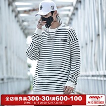 Xiao Bingguo Tide brand fake two striped sweater men autumn and winter 2021 New loose lazy wind couple sweater