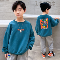 Boys long sleeve sweater 2021 New Spring Childrens foreign style base shirt spring and autumn models in the big boy handsome T-shirt tide