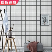 Nordic ins Wind wallpaper background wall black and white lattice geometry Net red tea shop studio clothing store wallpaper