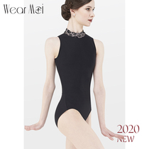 2020 new stand collar form dress female art test body dance dress elegant slim ballet yoga dress OPALE