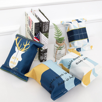 Nordic geometric cotton linen tissue box Velcro toilet tea table paper box roll paper bag paper storage bag