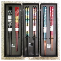 Japan imported sunlife pointed wooden chopsticks non-slip couple couple high-end chopsticks gift boxed gift