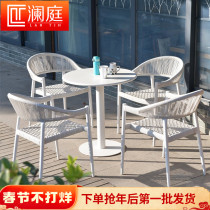 Outdoor tables and chairs Nordic rattan chair combination hotel terrace garden leisure tables and chairs coffee swing rattan table and chair combination