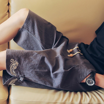 Summer Linen Shorts Male Casual Mid Pants Chinese Craze Streaming Looser Sport 5 50% Pants Outside Wearing Beach Pants