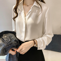 Shirt womens autumn and winter New Korean retro light mature long sleeve chiffon shirt simple temperament elegant top