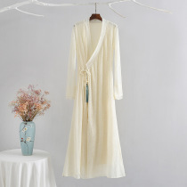 Han Mo Yunxi new improved Hanfu hand-over collar long bottoming shirt dress knitted jacquard retro Chinese style women