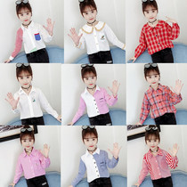 Girls shirt 2019 New Tide children Spring and Autumn long sleeve cotton shirt medium big childrens clothing Korean version of foreign style shirt