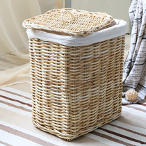 Manual rattan choreography with cover dirty clothes basket storage box clothes finishing desktop debris basket book toy containing box