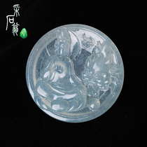 Quarrying Weng Bing species Guanyin round brandManjushri Bodhisattvanatural Myanmar jade pendant A goods jade with certificate