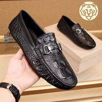 European Standing Bean shoes Mens leather Han version Trend casual shoes One foot pedal sloth 2021 Chauding new mens leather shoes