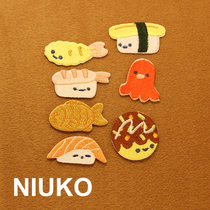 NIUKO cute cute sushi cloth label Back tape sticker embroidery childrens patch sticker clothing DIY cartoon cloth labeling