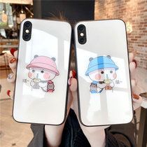 Apple X Mobile Phone Shell Liquid Glass Lovers Apple Xr Lens Full Package Anti-Fall Apple Xsmax Cartoon Fat Mansion Female Water Apple Xs Nets Red Milk Tea Little Bear IPhonex Xs Men And Women Boomer