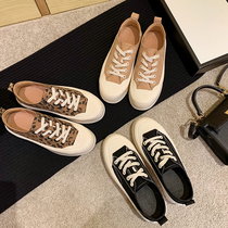 2021 Spring new students 100 hitch sports casual round head thick bottom BAO WEN Biscuit Shoes Canvas Board Shoes Women Ins Tide