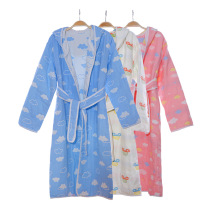 Bathrobe six-layer gauze cotton Mens Womens caped childrens adult gown hooded bathrobe hooded bathrobe pajamas