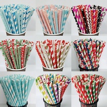 Color disposable paper straws environmental protection Paper children handmade decoration dessert 100 mixed color fruit juice drinks