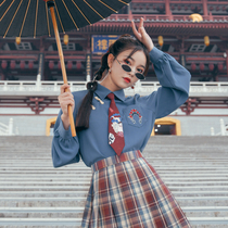 Original Mori female tribe to solve the King retro lapel long sleeve shirt Guochao National style shirt 2021 new autumn and winter clothes