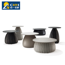 Outdoor rattan coffee table designer balcony small coffee table Model Room soft rattan sofa creative side round table rattan chair