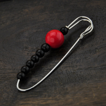 Retro celebration red color stone beads brooch pin sweater scarf accessories ethnic style Korean fashion men and women accessories