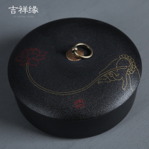 Black pottery Puer tea leaf pot Large white tea cake pot Tea box storage tea pot one cake two cake pot Ceramic gift box