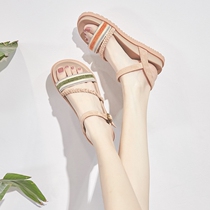 Sandals womens ins trend 2021 summer new thick-soled fairy style flat-bottomed outerwear all-match Roman small fresh womens shoes