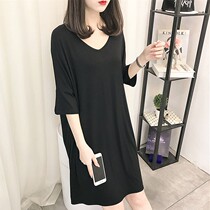  Extra large size 200 kg loose modal cotton night dress female summer Korean version of fat MM pregnant women plus fat pajamas 250 oversized