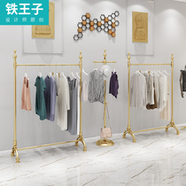 Italy TIE design clothing store display stand Floor-standing hanger rack Gold side hanging clothes rack