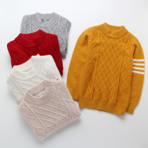 Solid color children cashmere sweater new boy round neck thick sweater student wool knitted base shirt winter