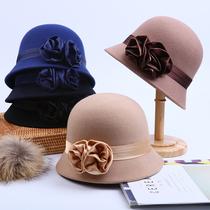 The new autumn and winter hat womens color ring with the same wool fisherman hat small basin hat Bucket hat Hepburn style elegant retro