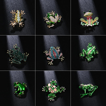 Frog brooch fixed clothes pin metal rhinestone fashion corsage personality ins summer clothing accessories accessories