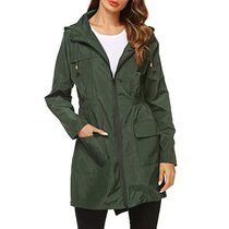Multi-color hooded waist women windbreaker raincoat long raincoat