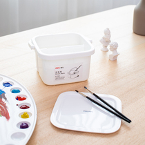 Del brush bucket with lid separation multifunctional art students portable small pen holder Chinese painting color pigment gouache painting silicone large bucket children watercolor painting tools