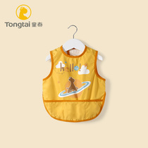 Tong Tai Baby Eating Clothing Hood Waterproof Anti-Dirty Sleeveless Pure Cotton Baby Apron child protective clothing Anti-dressing Summer